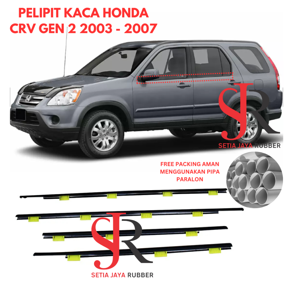 Karet Pelipit Kaca Bagian Luar Mobil Honda CRV GEN 2 2003 2004 2005 2006 2007