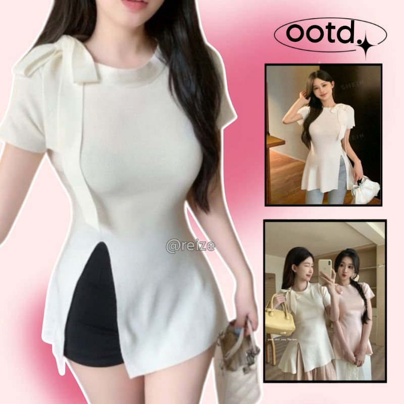 Baju Atasan Rajut Wanita Lengan Pendek