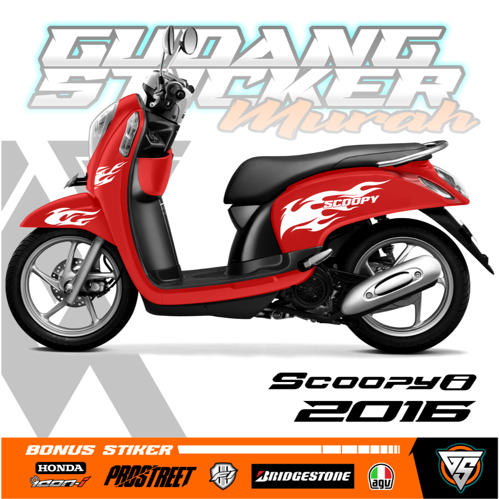 STRIPING CUTTING HONDA SCOOPY STIKER LIS API STICKER SCOOPY 2016 FLAME EDITION