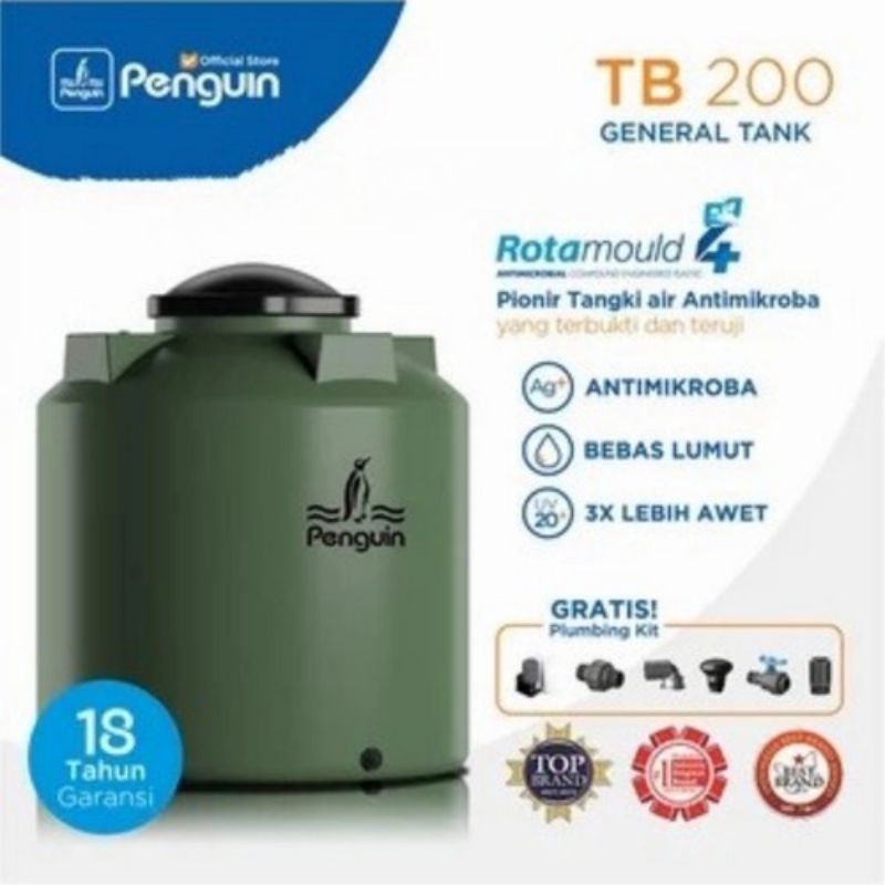 FREE ONGKIR MEDAN KOTA Tangki Air Polyethylene Merk Penguin TB-200 @2000 Ltr