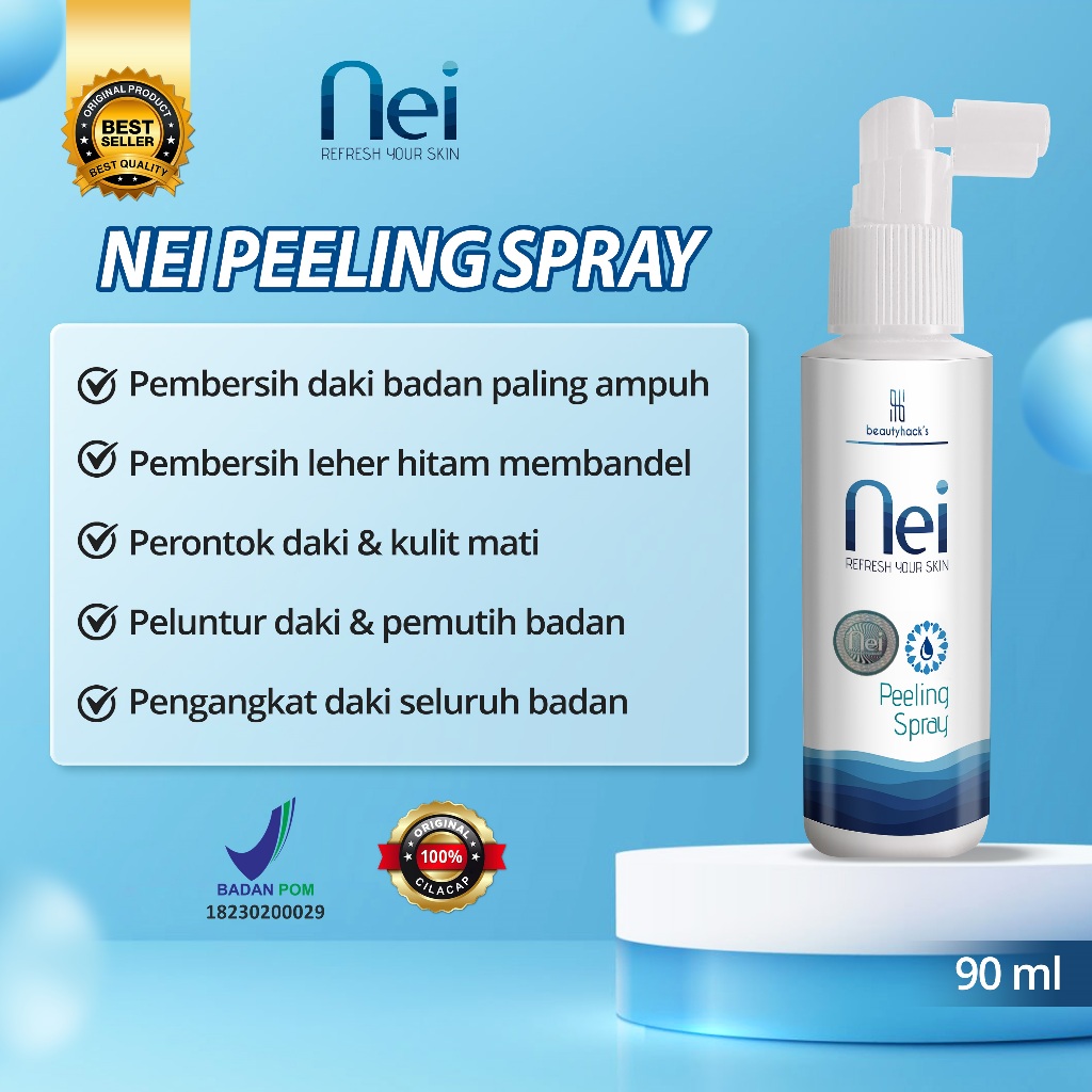 NEI Peeling Spray Pembersih Daki Badan Membandel Ampuh Penghilang Daki Leher Wajah Selangkangan