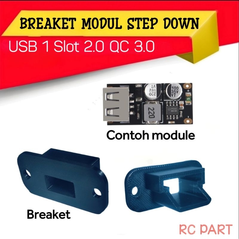 Breaket Cassing Modul Step Down 1 Slot USB 2.0 QC 3.0