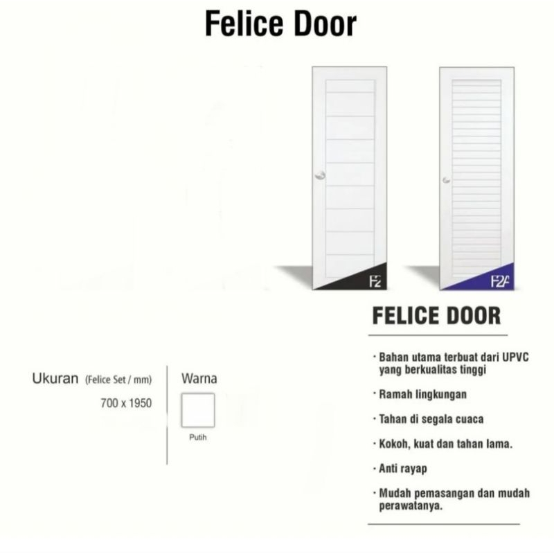 pintu uPVC SPLUS s-plus type Felice f2 white