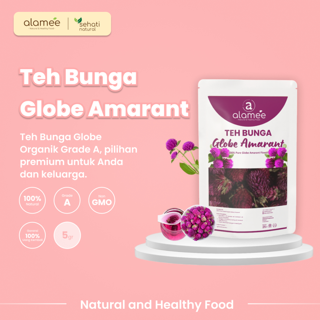 

Teh Bunga Globe Amaranth Tea Herbal Kering Organik Herbal Organic Asli Dried Flower Alami 5gr