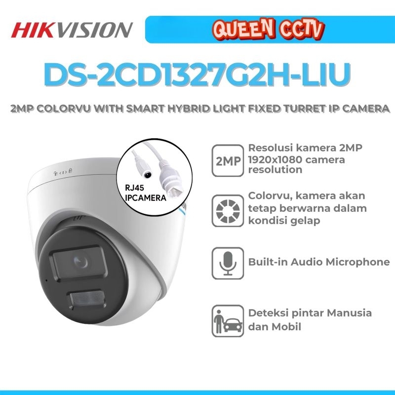 DS-2CD1327G2H-LIU - HIKVISION IP 2MP COLORVU AUDIO CAMERA DOME INDOOR IPC IP CAM HIK VISION  ORIGINA