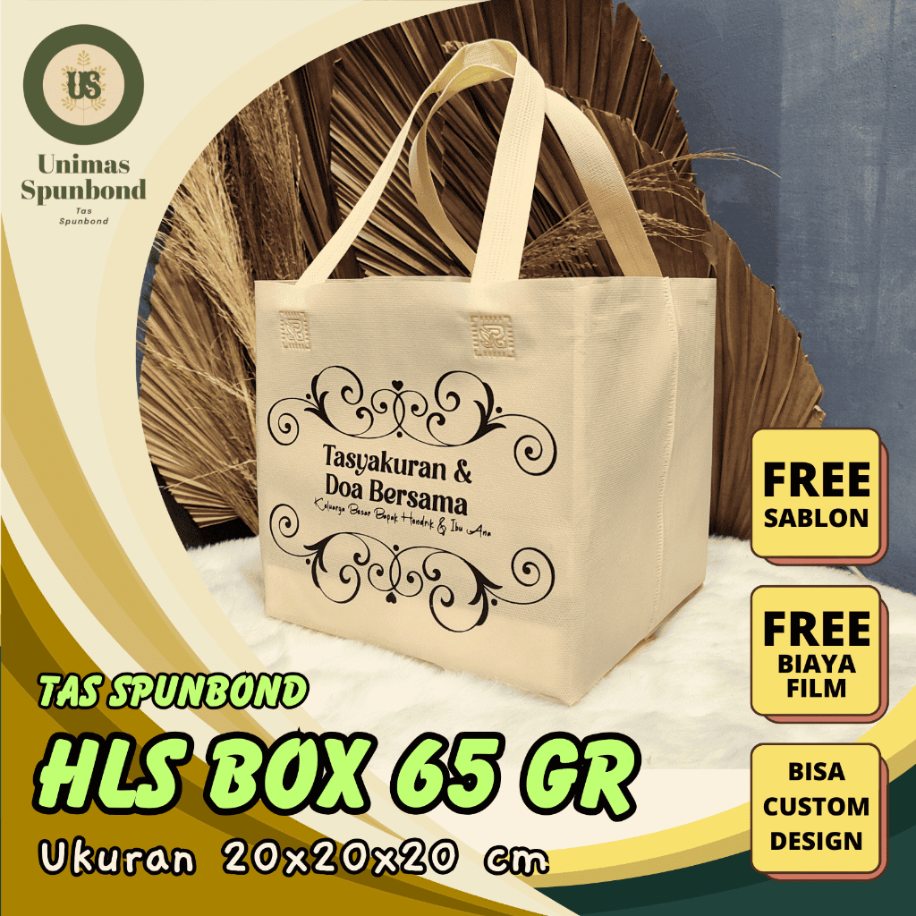 

[ FREE SABLON ] Tas Spunbond Box Handle Lipat Samping Tas Kotak Makanan Goodie Bag 65 Grm Ukuran 20x20x20 cm Spunbondpro bag store