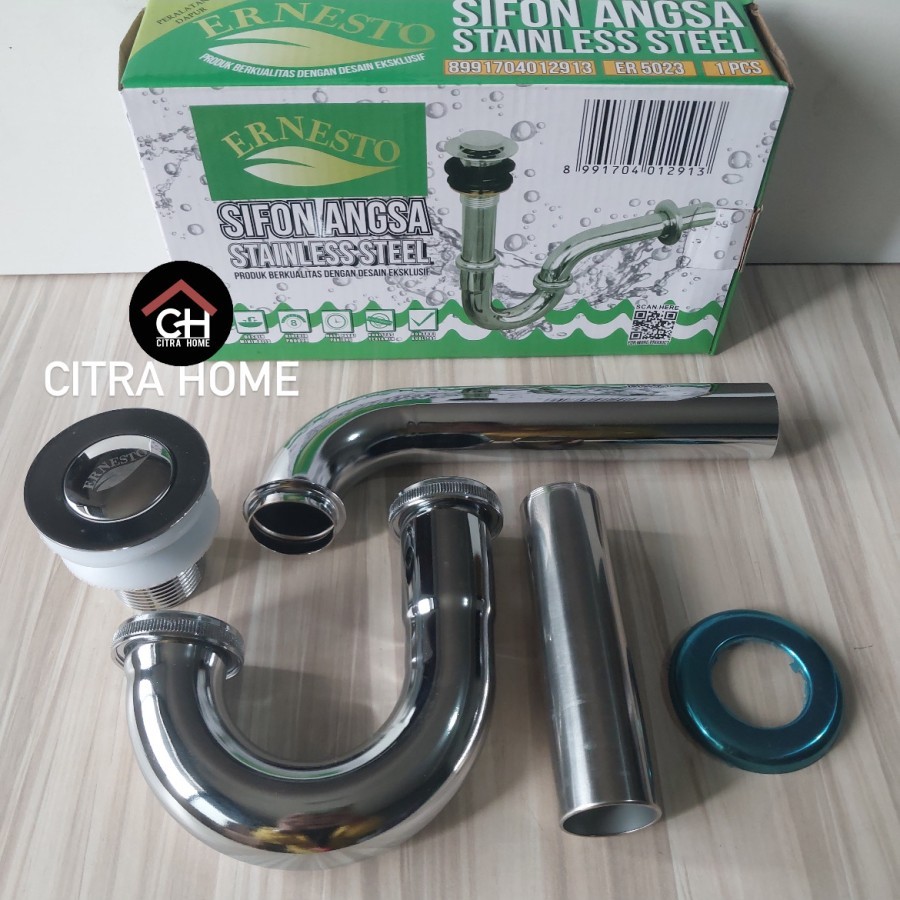 Ernesto Sifon Wastafel Leher Angsa Stainless 1.1/4"