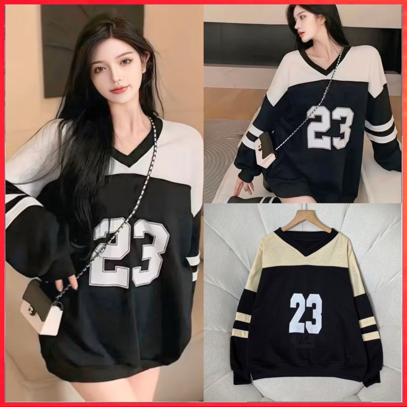 PARIROO SWEATER OVERSIZE MOTIF 23 MODEL VNECK BAHAN PREMIUM FLEECE / SWEATER CEWEK KECE / SWEATER CE