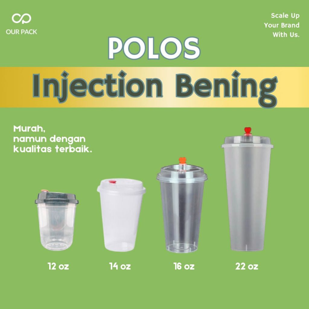 Gelas Cup Thinwall PP Injection Bening 12 oz I 14 oz I 16 oz I 22 oz + Tutup Sambung