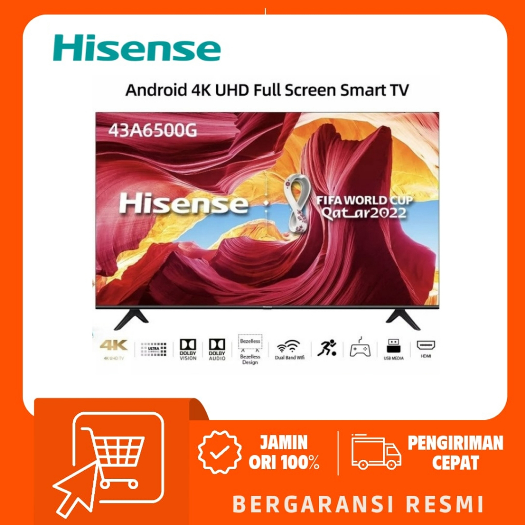 HISENSE 43 inch Android 4K UHD-Full Screen Bezeless Smart TV 43A6500G