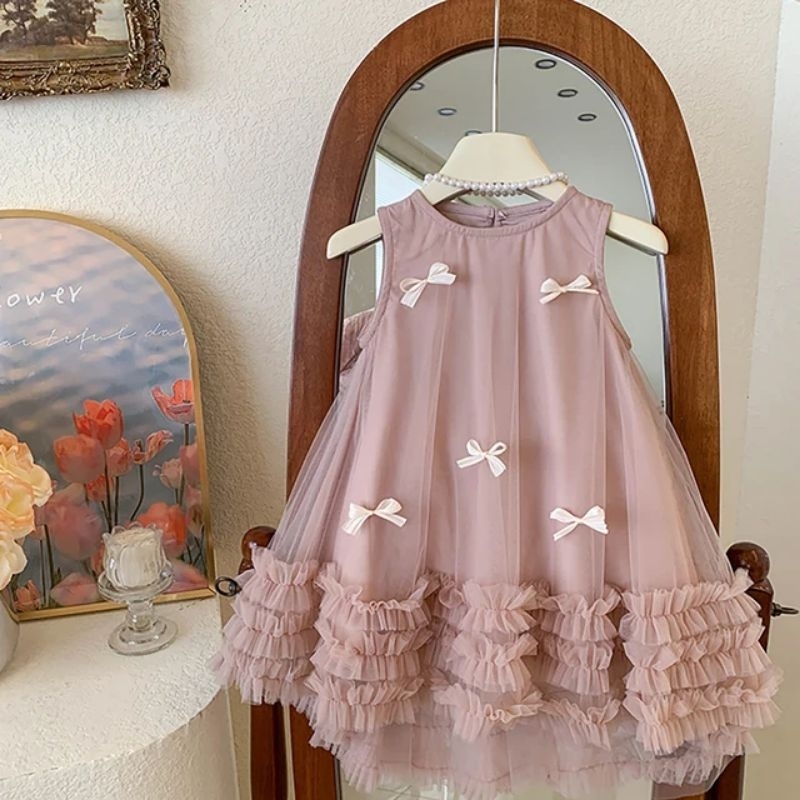 TERLARIS Nadlyne Dress Anak Bahan Tile Polos Halus