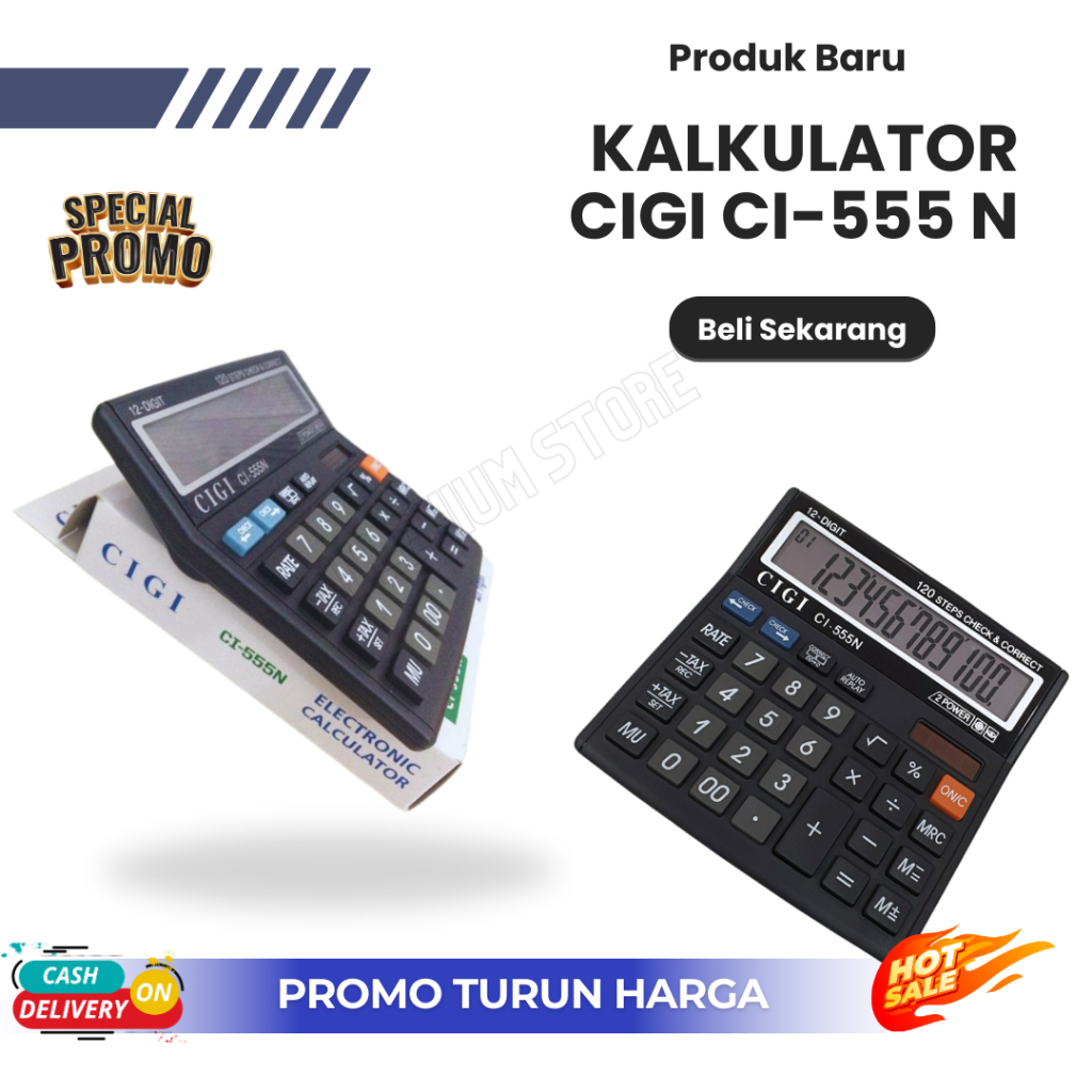

Kalkulator Cigi Ci-555N MEJA DAGANG COMPACT 12 DIGIT AWET BERKUALITAS CHECK CEK ULANG ci 555n / Cod
