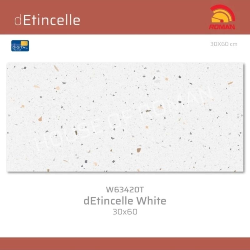 Roman Keramik 30x60 dEtincelle White (Design Mood) / Keramik Dinding Terazo Glossy / Terazo Putih Ki