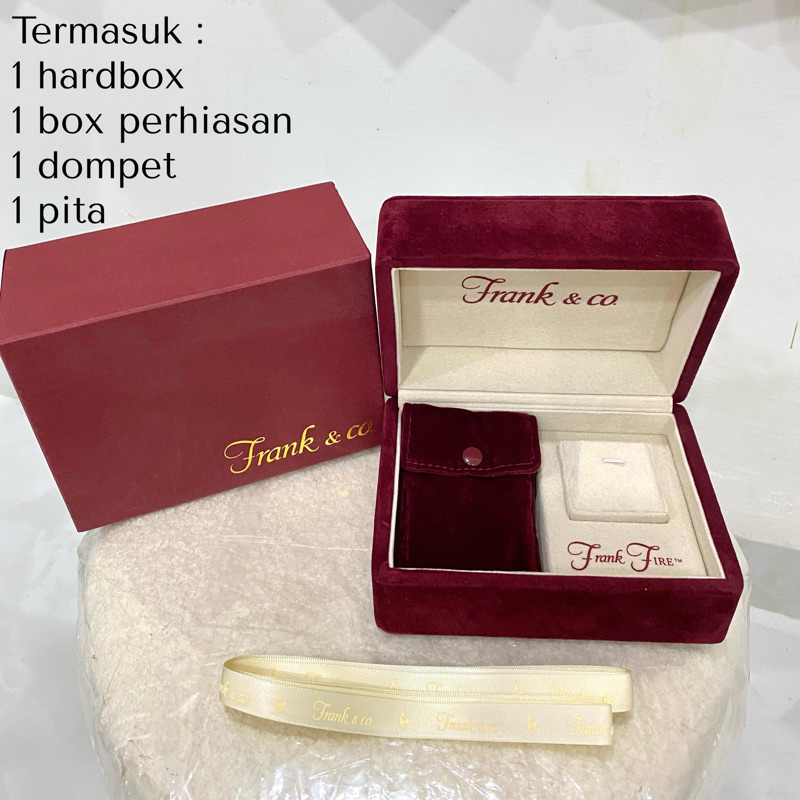 Kotak Perhiasan Kalung Frank & Co Original 100% (hardbox, kotak perhiasan, dompet, pita)