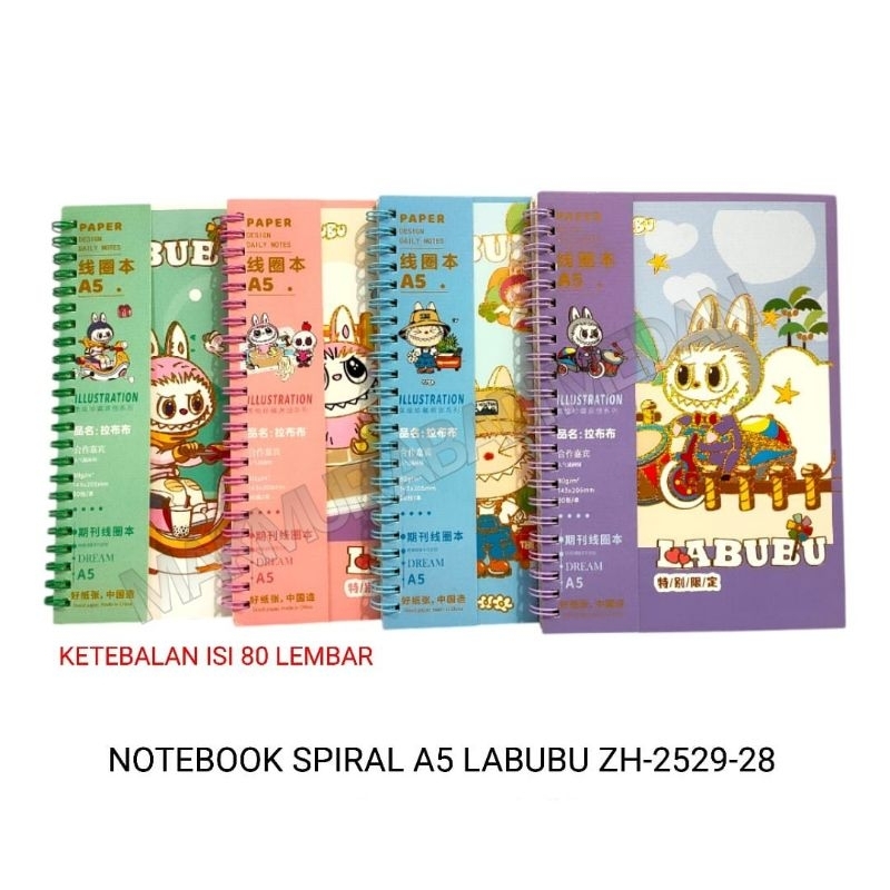 Notebook Spiral Fancy A5 Tebal LABUBU ZH-2529-28 Buku Spiral A5 Diary Spiral