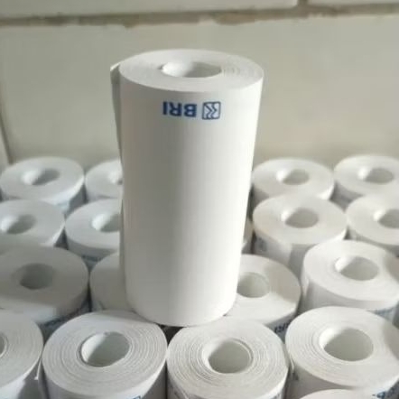 

paket hemat isi 50 rol kertas Thermal murah 57x30mm/58x30mm logo BRI ful kertas