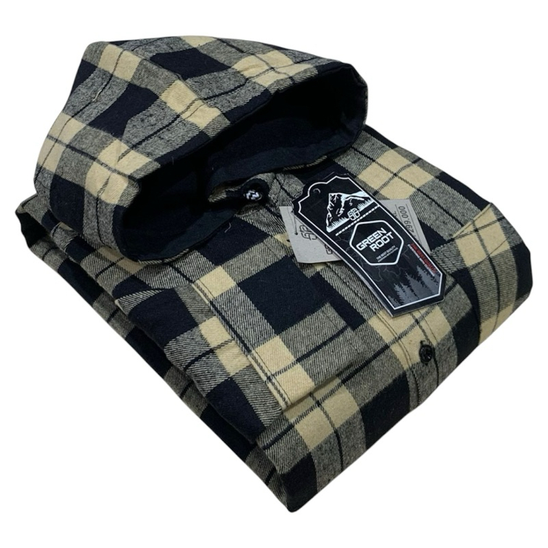 Kemeja Hoodie Flanel Pria Wanita Lengan Panjang M L XL Hem Casual Premium Kupluk Motif Kotak Fashion