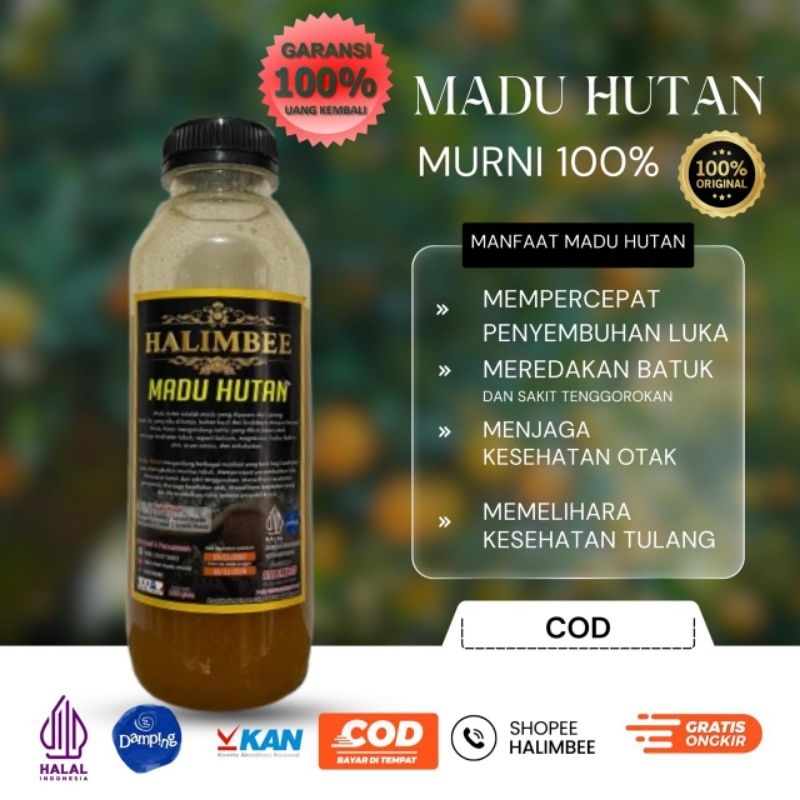 

Madu Hutan Liar Sialang kuning Raw Honey 500gram - HALIMBEE