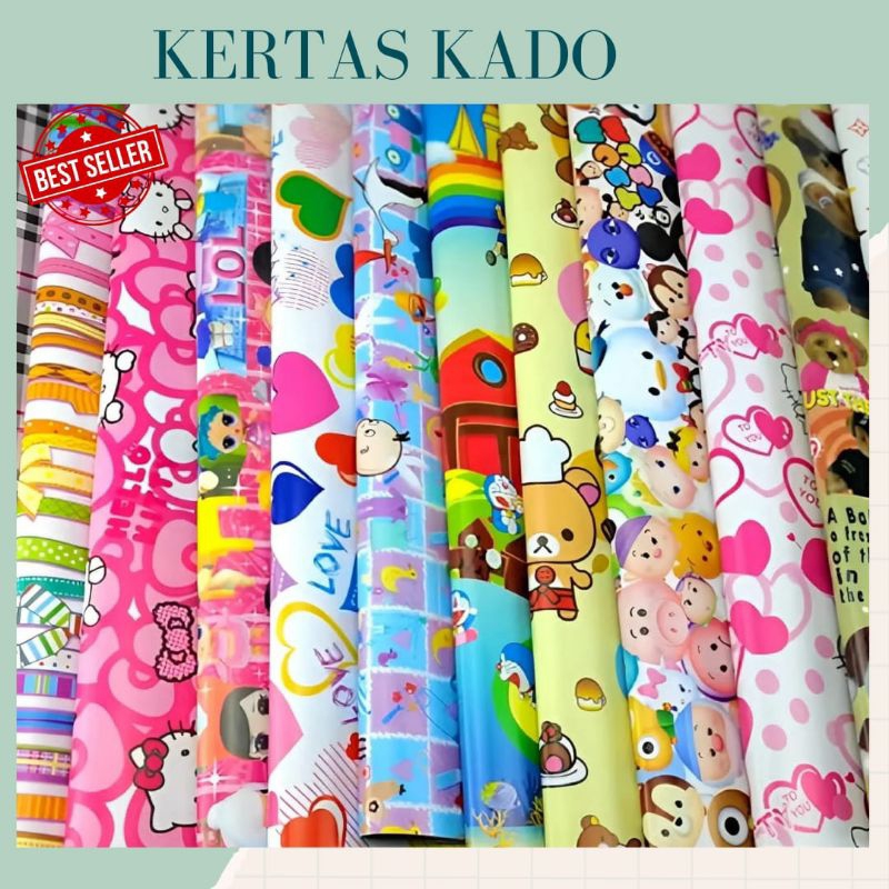 

iDk90 Kertas Kado Gulungan Merk KIKY Campur Varian Motif Isi 50 Dan 25 Lembar