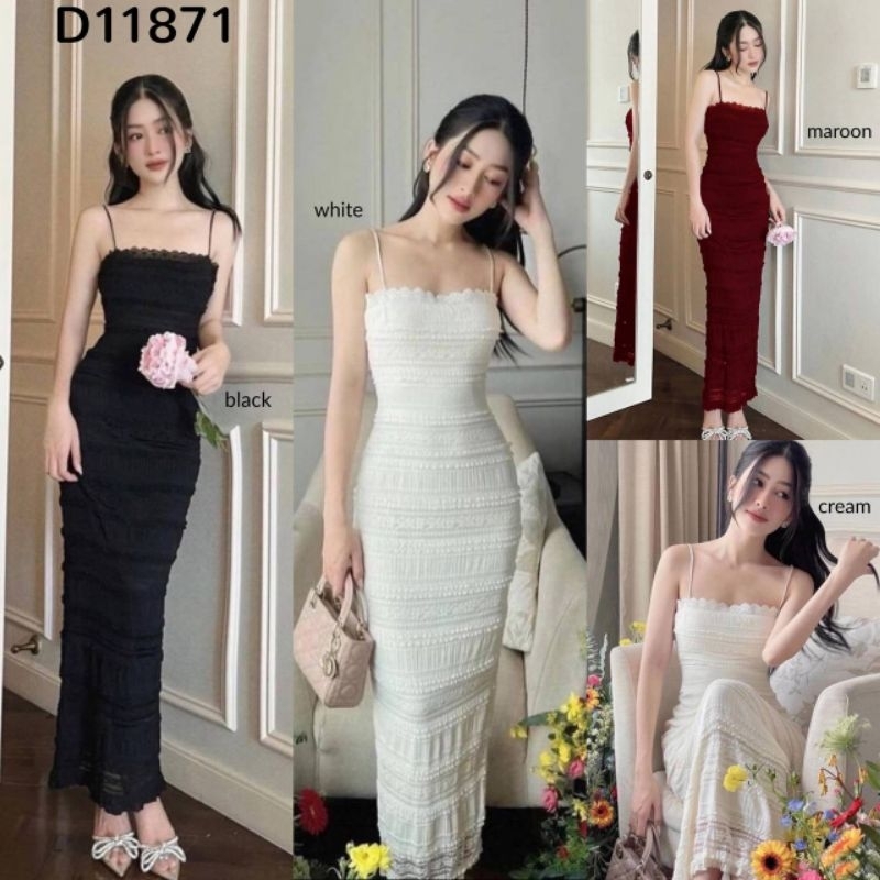 Luna Elastic Lace Bodycon Slip Dress / Dress Brokat Stretch Pesta