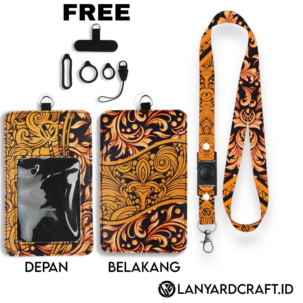 

Lanyard Craft Holder ID Card Kulit Printing UV Various type - Batik Series V4