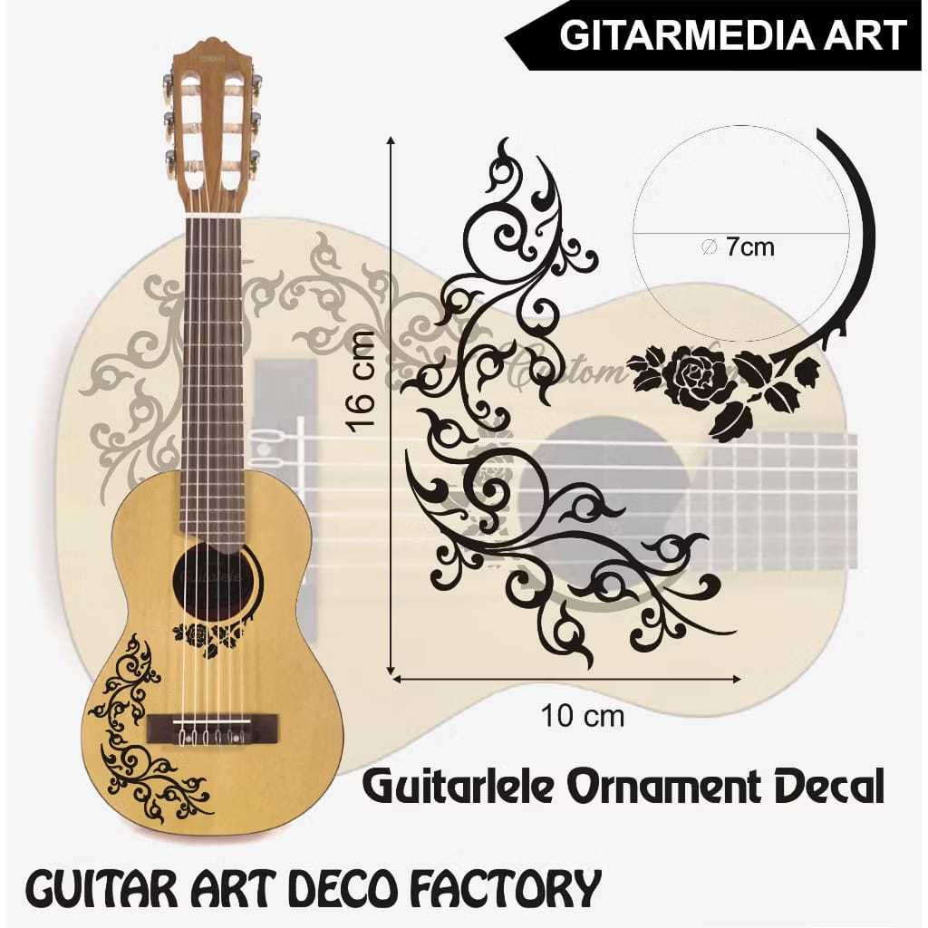 stiker decal body gitarlele gitar akustik gl1 yamha ornament stiker gitarlele yunior mini aestetik k