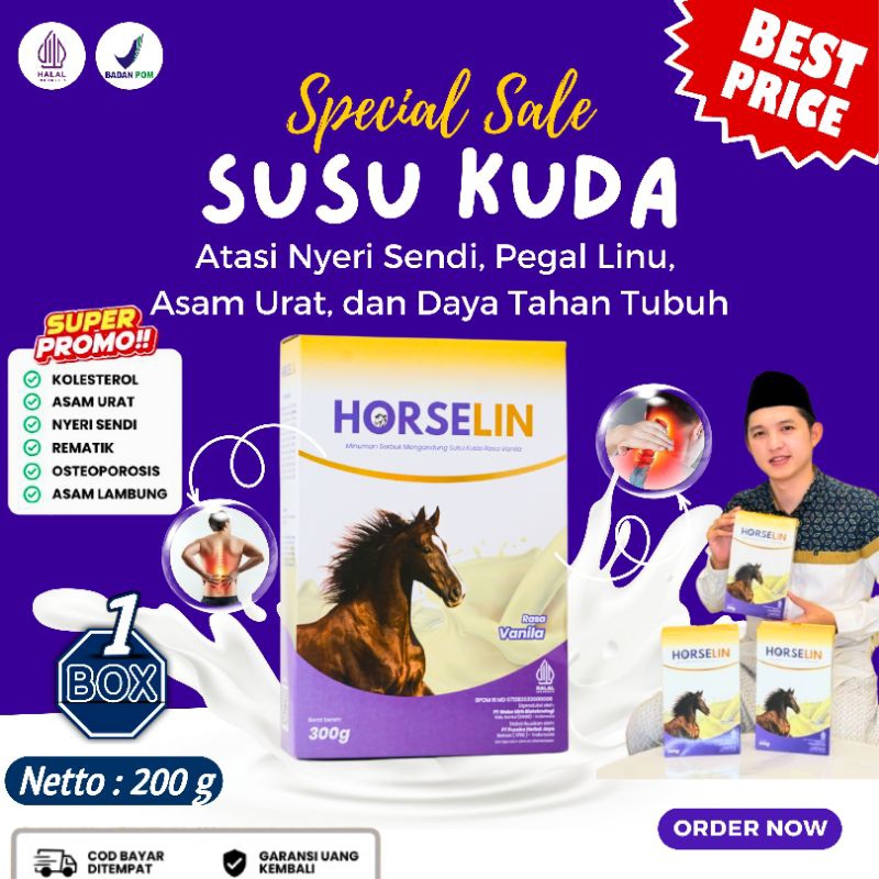 

Horselin Susu Kuda Liar Premium Asli Sumbawa 200gr Atasi Persendian Tulang dan Otot Original 1 BOX