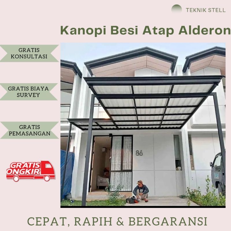 KANOPI BESI HOLLOW GALVANIS ATAP ALDERON / CANOPY ALDERON PENUTUP CARPORT GARASI RUMAH