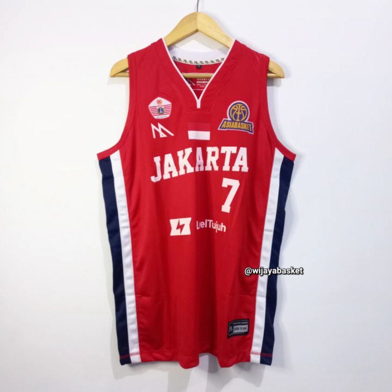 JERSEY BASKET ORIGINAL DKI JAKARTA ASIA BASKET NOMOR RANDOM - MERAH