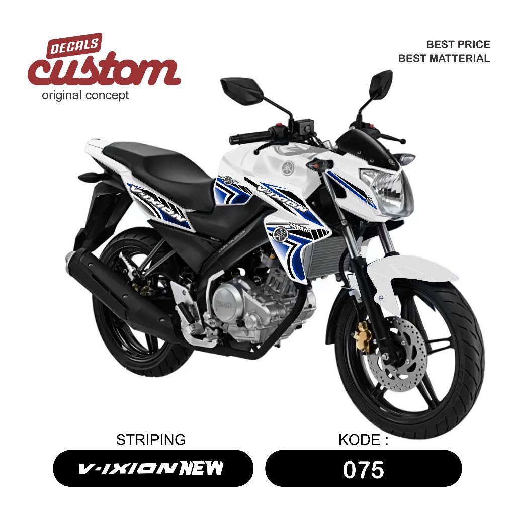 stiker motor yamaha vixion new 2013 2014 decal vixion body putih dan hitam