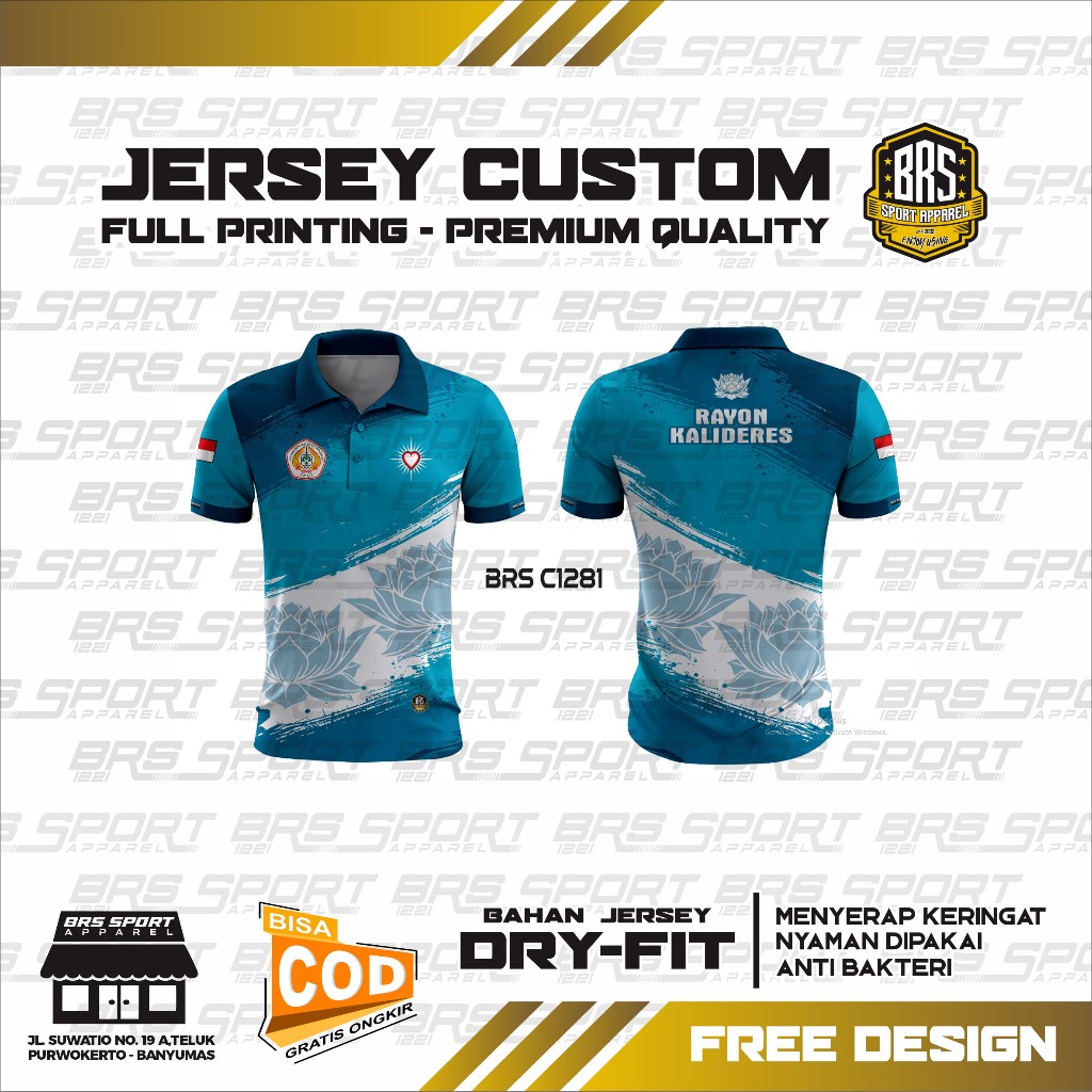 Kaos Jersey Psht Kerah Polo Free Custom Nama Logo Pria Wanita Kualitas Premium Full Printing