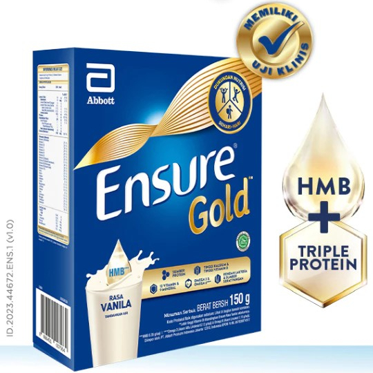 

[100% Original] Abbott Ensure Gold HMB Vanila 150 g - Nutrisi Dewasa Rendah Laktosa