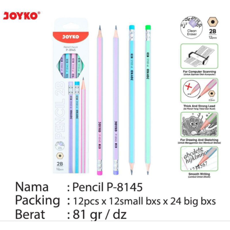 

Pensil 2B joyko p.8145 ( 1pak/12pcs )