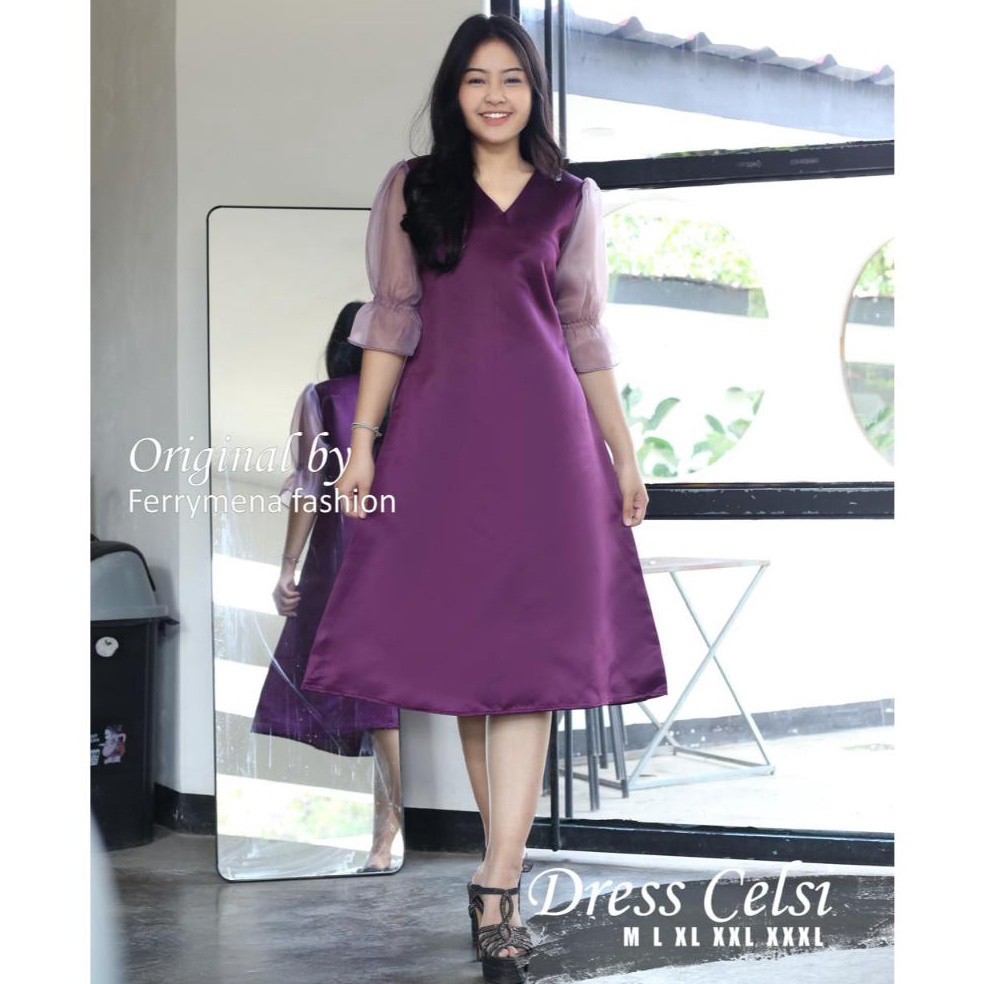 Harga Murah Dress Celsi Model Kekinian  Dress NatalDress pesta  Acara Gereja Dan Kondangan
