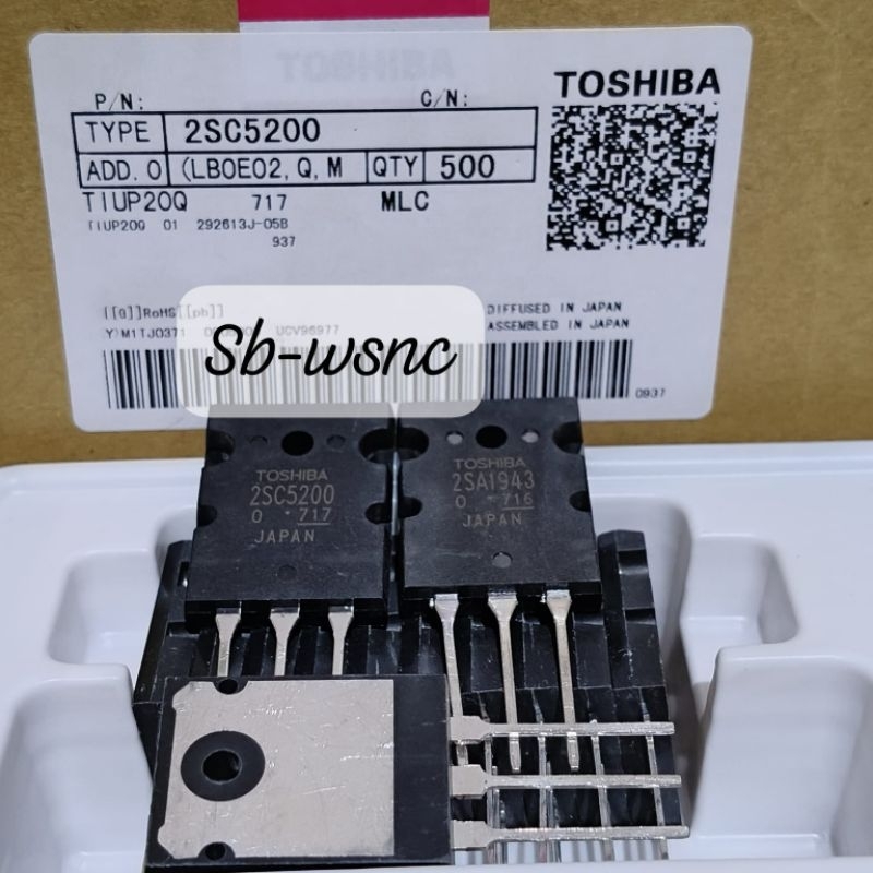 TRANSISTOR TOSHIBA 2SC5200 - 2SA1943 lot 717/716 free mika