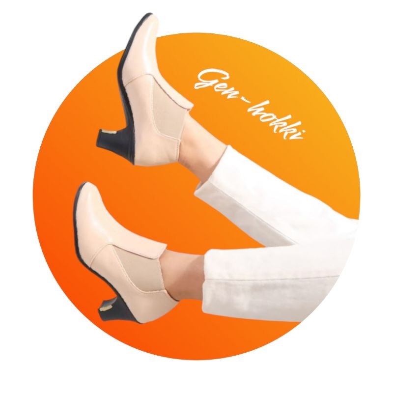 boot heels wanita sepatu kerja semi formal