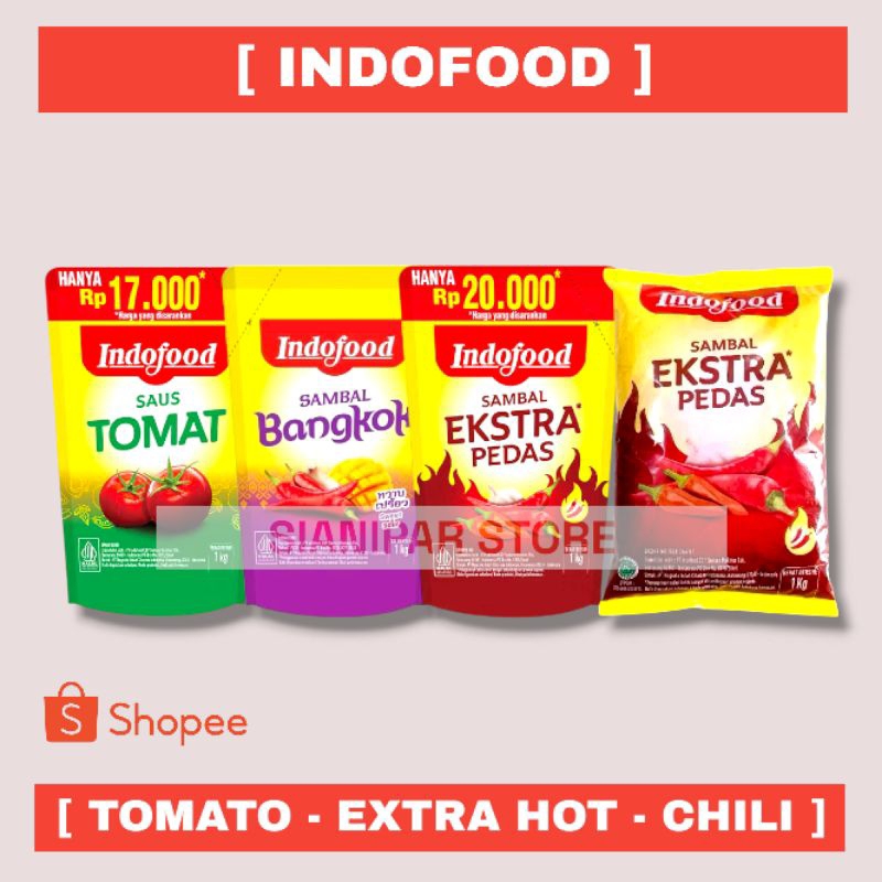 

INDOFOOD Saus Sambal Extra Hot - Chili - Tomat Pch Pck 1Kg [ Gratis Pengemasan Dengan Bubble Wrap ]