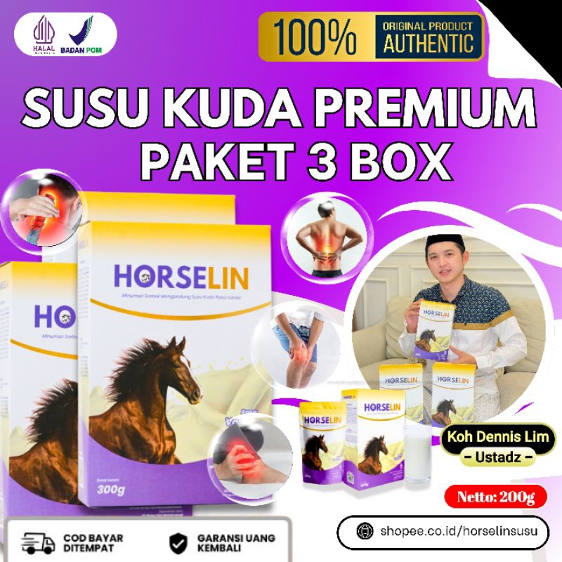 

Horselin Susu Kuda Liar Premium Asli Sumbawa Atasi Nyeri Sendi Tulang Asam Urat Original 200gr 3 BOX