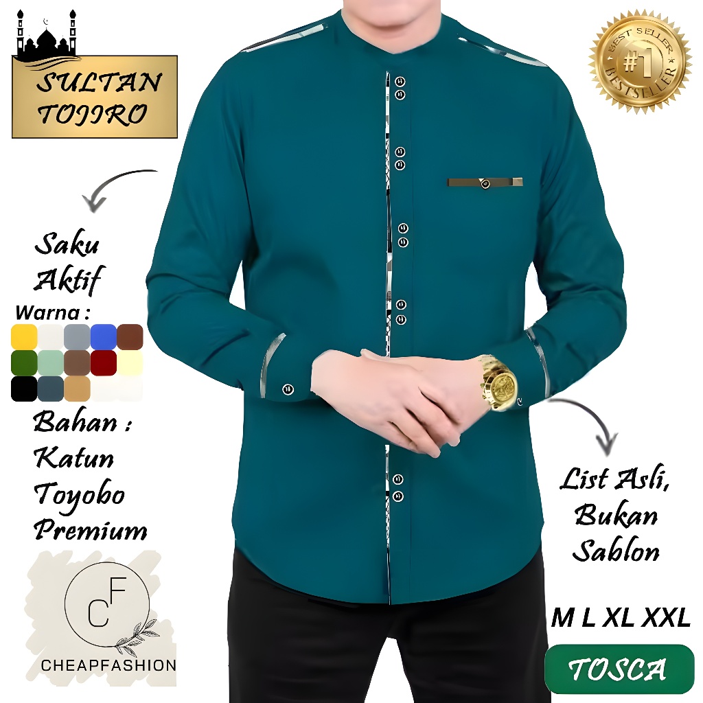 CF KEMEJA KOKO PREMIUM SULTAN TOYOBO, BAJU KEMEJA MUSLIM BAHAN TOYOBO PRIA PREMIUM TERMURAH - Tosca
