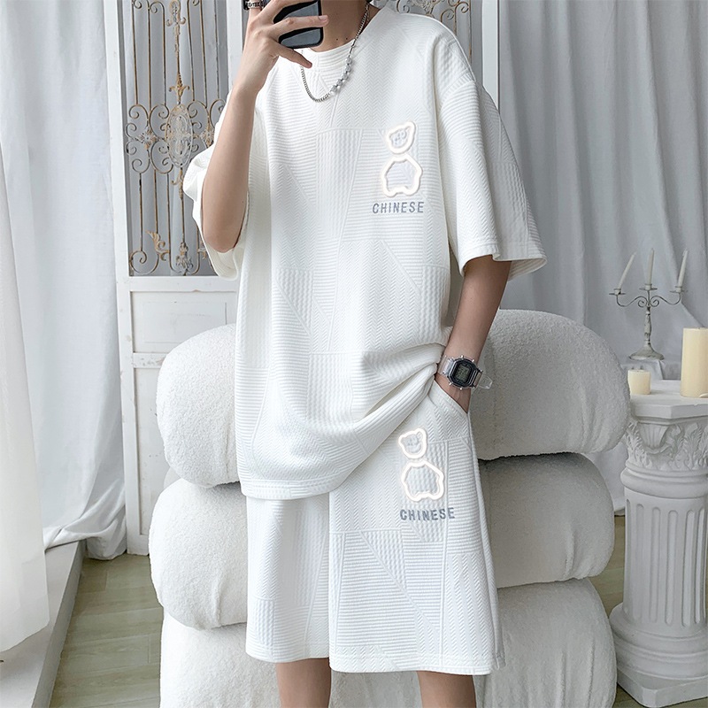 Setelan kaos pria Korea style / one set pria / setelan kaos pria / Kaos pria outfit / Baju setelan C