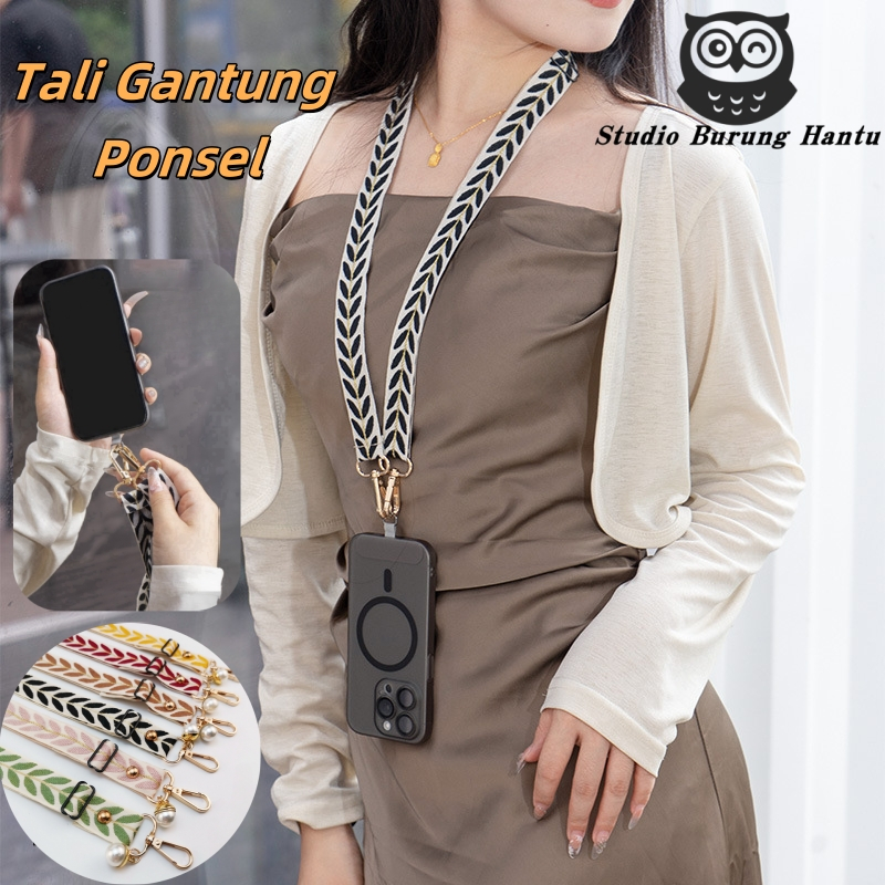 Tali Gantungan Ponsel, Rantai Silang Wanita, Desain Segar dengan Mutiara, Tali Bahu Tas, Pengganti y