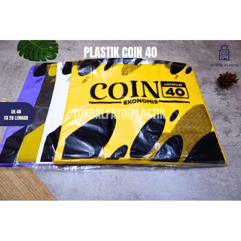 kantong kresek merk coin warna kuning hitam putih ungu plastik jumbo ukuran 40 besar buat plastik sa