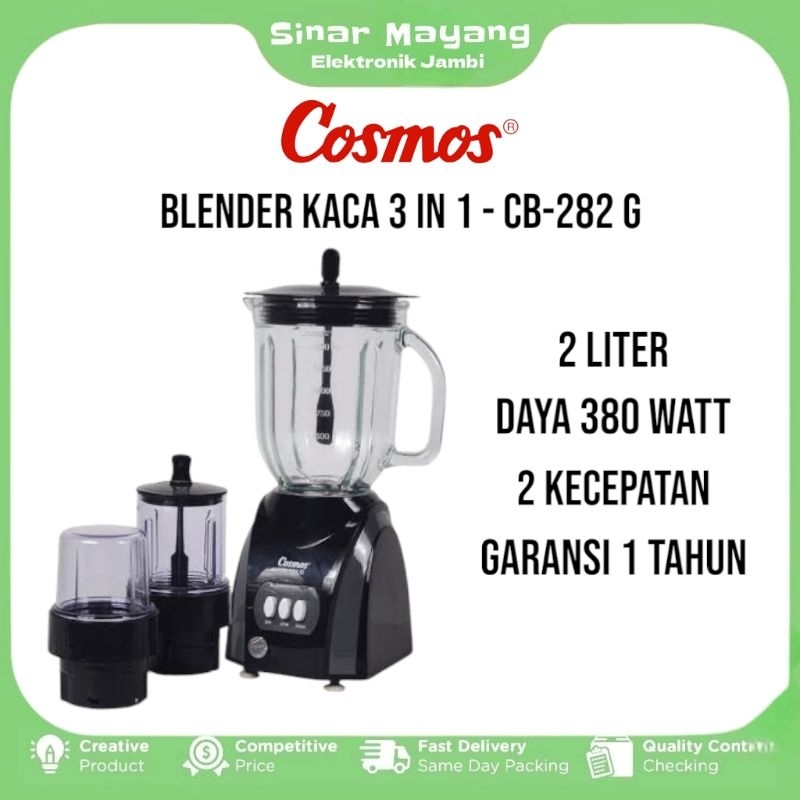 Blender COSMOS CB-282 G/ Blender Kaca  3 in 1 COSMOS/ Garansi Resmi Cosmos