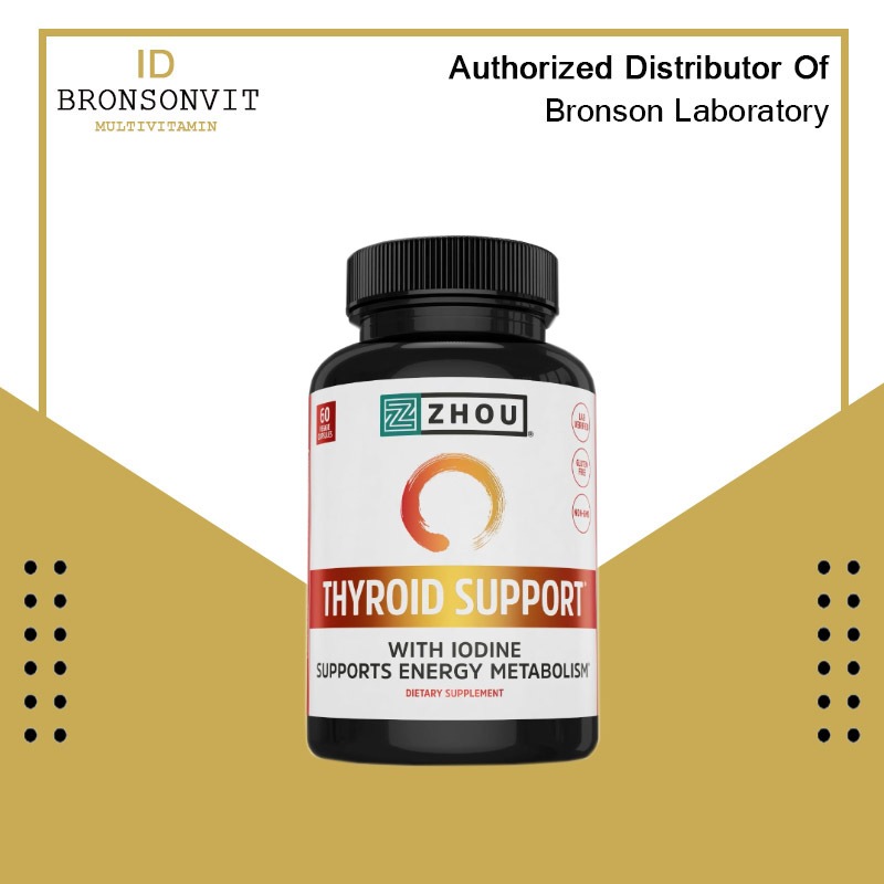 Zhou Thyroid Support with Iodine Complex Energy Metabolism Focus 60 Vegetarian Caps