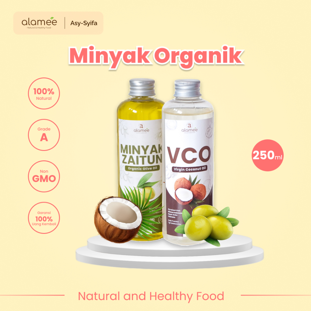 

ALAMEE Virgin Coconut Oil Minyak Zaitun Kelapa Murni Extra VCO Dapat Di minum Di masak Organik 250ml