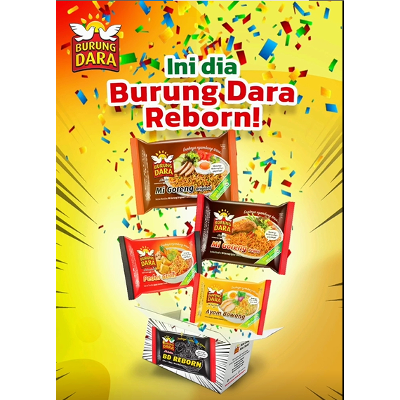 

Mie Instant / Noodle Seasoned Burung Dara Varian Goreng Original, Goreng Pedas, Kuah Ayam Bawang, Kuah Pedas Gurih