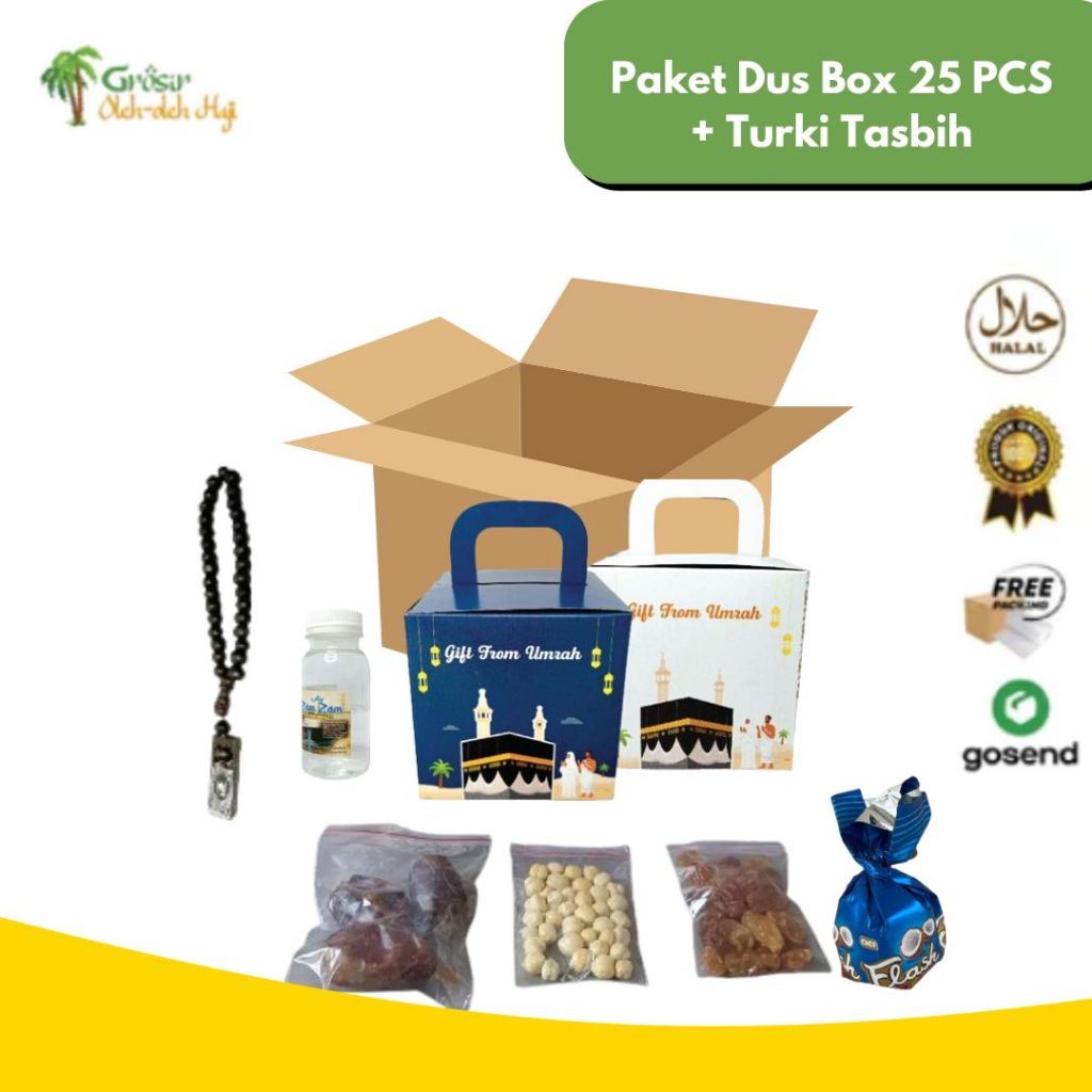 

Paket Oleh Oleh Haji dan Umroh Ekonomis Dus tali jinjing kabah 25 paket gift Premium Terlengkap