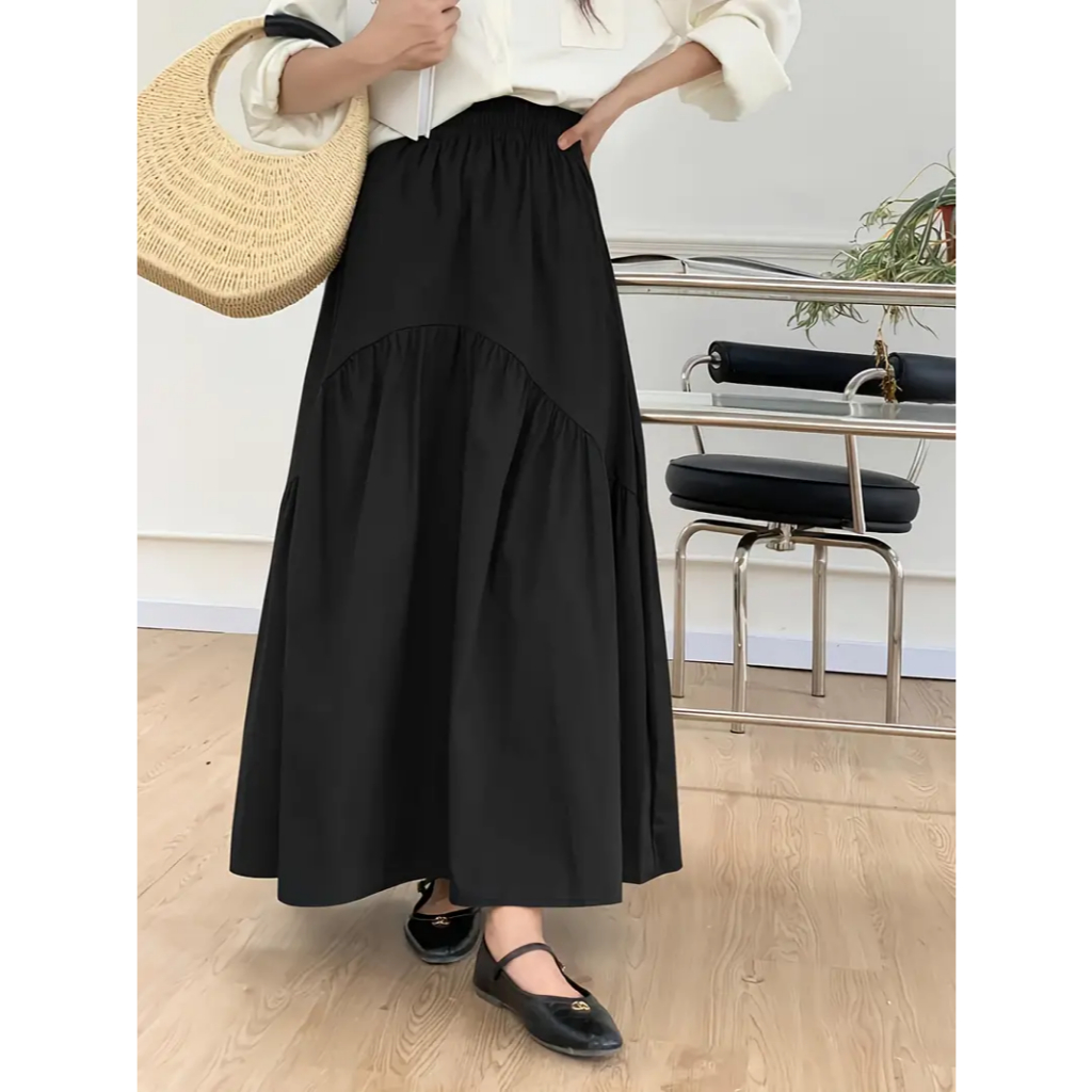 IVY - Rok Korean Style Panjang - Rok Wanita Hitam - Rok Putih Korean Style