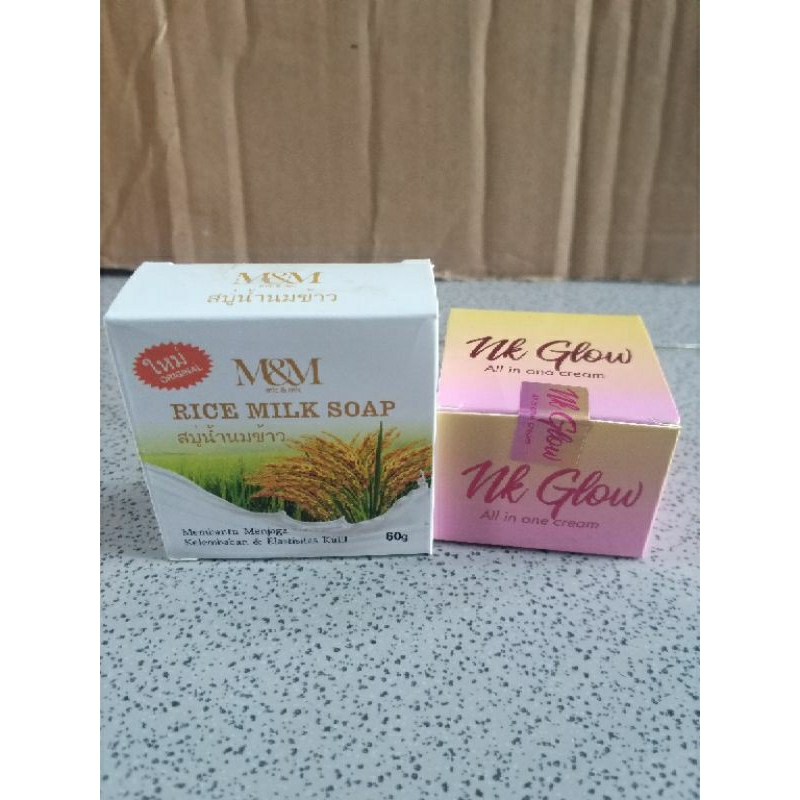 Nk glow cream siang malam (setiap pembelian satu cream gratis sabun rice milk shop)