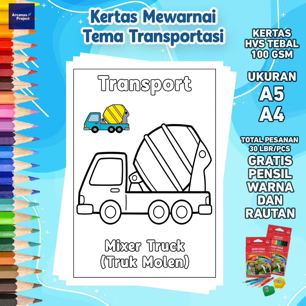 

Gambar Mewarnai Transportasi Kertas Mewarnai Anak TK SD PAUD Kertas HVS A5 A4